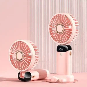 Rechargeable Desk Fan with Digital Display – 5-Speed, Compact & Portable | MNK SHOP ￼￼￼￼